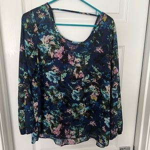 Navy Floral Blouse